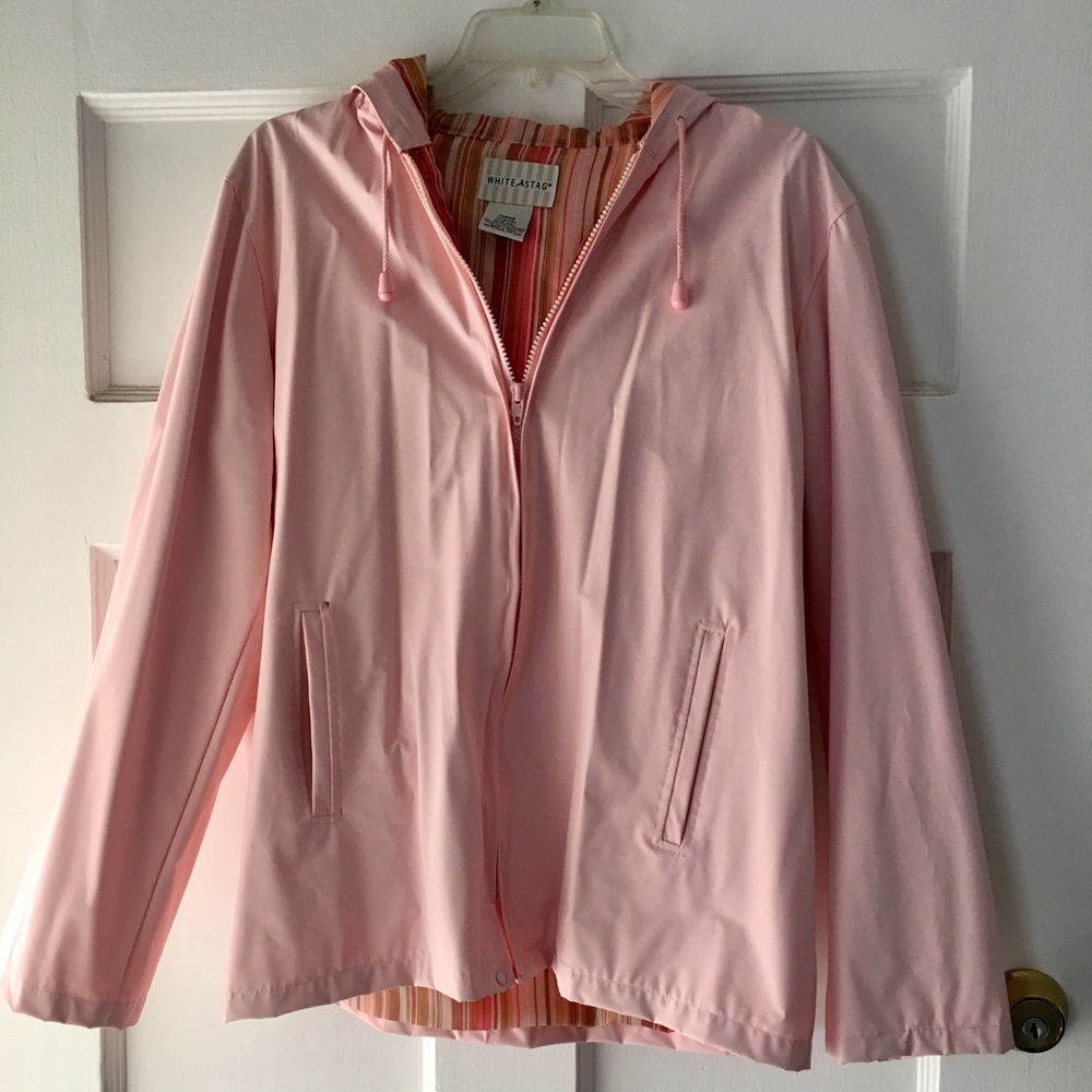 Super cute pink rain jacket with hood